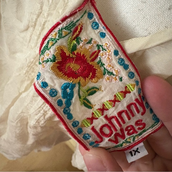 JOHNNY WAS Collection Liya Georgette Tunic Blouse Embroidery Eyelet Size 1X - Picture 5 of 8